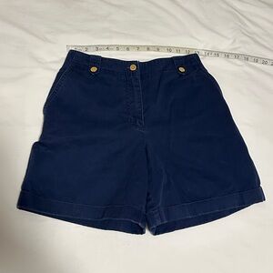 Lauren Ralph Lauren Womens Navy Blue Gold Button Cuffed Sailor Shorts Size 2P